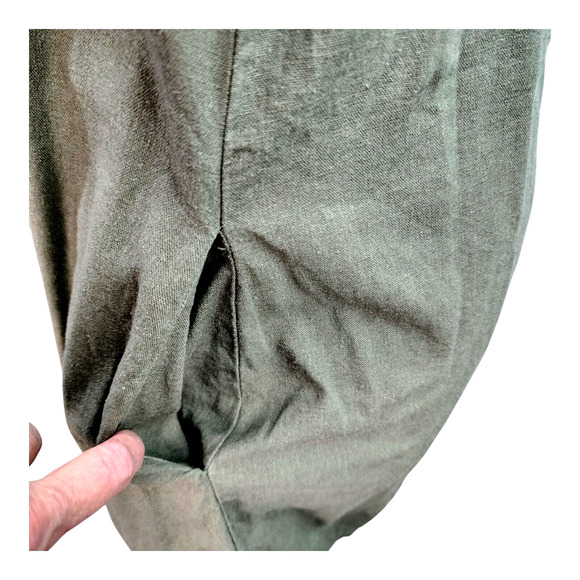 Briggs Sundress Women XXL Army Green Linen Blend Ruffle Tank Dress Summer Casual - Picture 8 of 12